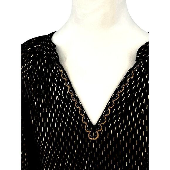 NWT Velvet by Graham & Spencer Black Gold Embroidered Boho Tunic Top XS - Picture 4 of 12